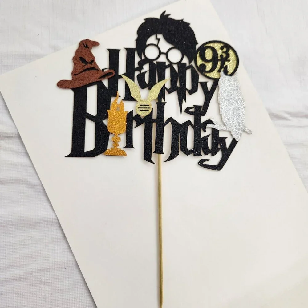 Harry Potter Happy Birthday Cake Topper 9 3/4 Wizard Party